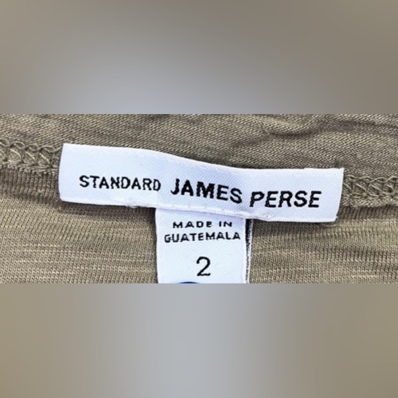 JAMES PERSE British Khaki Long Sleeve Pocket T-Shirt Women's Size 2 Medium - Picture 3 of 7